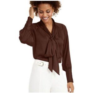 INC International Concepts Tie-Neck Satin Blouse L “STILL NEW WITH TAGS”